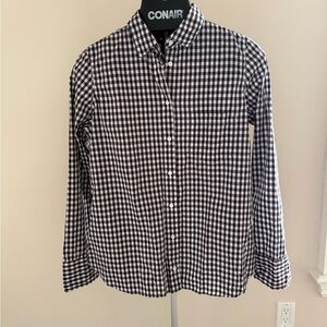 J. Crew Brown and White Gingham Shirt